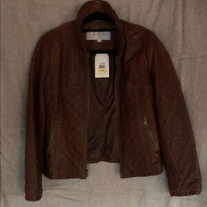 Jessica Simpson Tan Quilted faux Leather Jacket